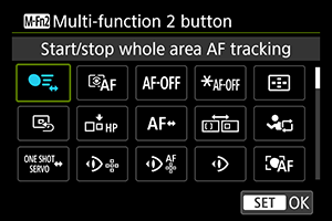 Starting and stopping whole area tracking screen