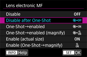 Lens electronic MF screen