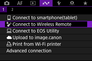Canon : Product Manual : EOS R50 : Connecting to a Wireless Remote Control