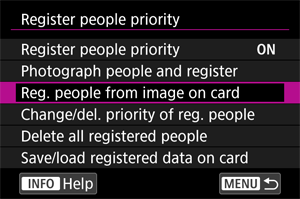 Reg. people from image on card screen