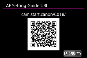 AF Setting Guide URL screen