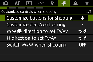 Customize buttons for shooting screen