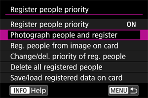 Photograph people and register screen