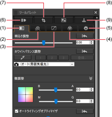 キヤノン 製品マニュアル Digital Photo Professional ツールパレット