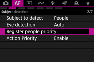 Register people priority screen