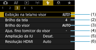 Canon: Manual do produto: EOS R10 : Menus de Separadores: Configuração