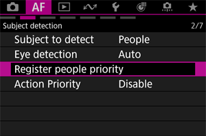 Register people priority screen