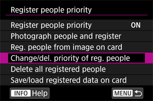 Register people priority screen